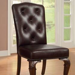 BELLAGIO Leatherette SIDE CHAIR Brown Cherry Finish